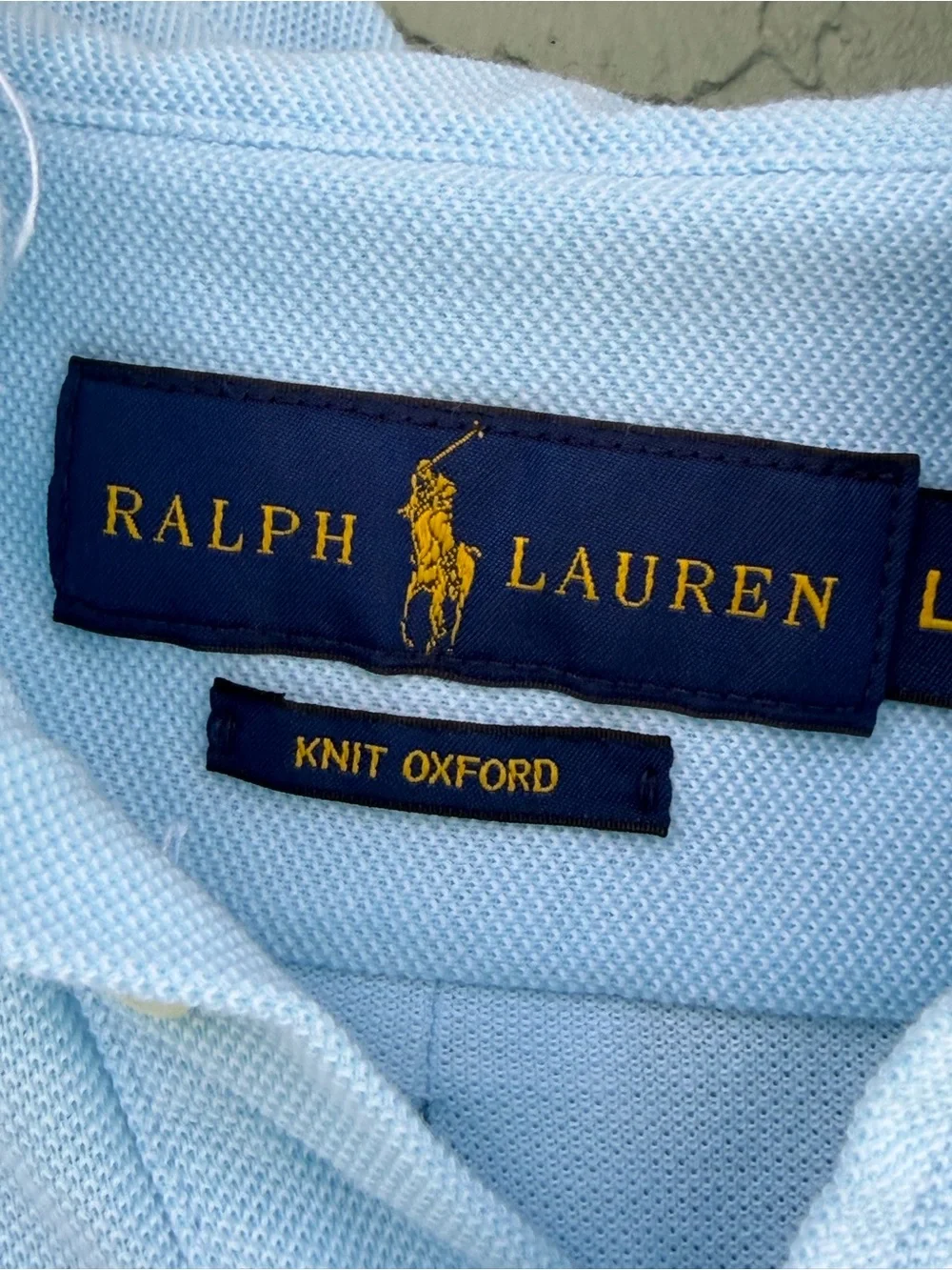 Men's Ralph Lauren Knit Oxford Polo, Short Sleeve Large, Blue Marlin Pattern L